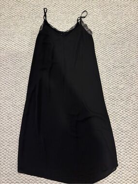 Babaton Black Lace-Trim Camisole Dress